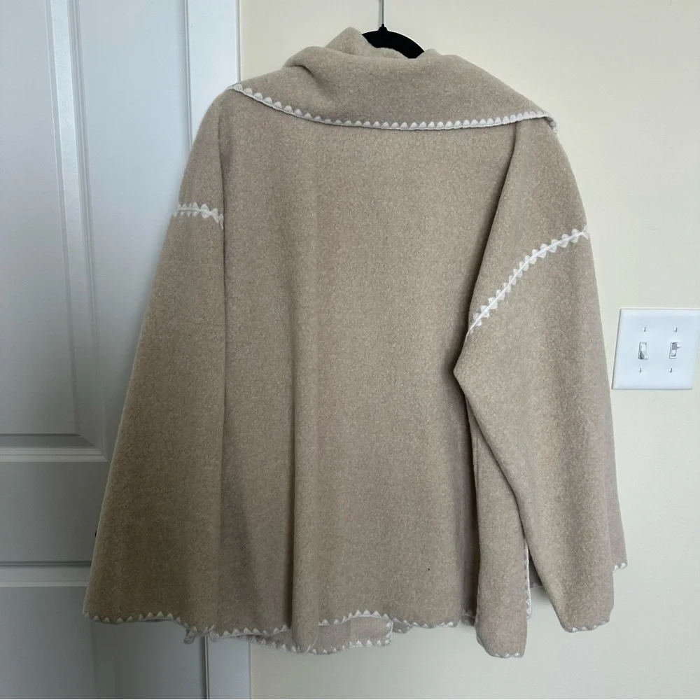 BCBG Embroidered Trim Scarf Coat - Picture 6 of 6